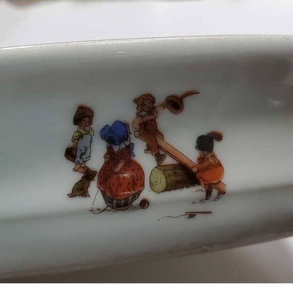 Vtg RWC Bavaria Germany porcelain transferware childs plate bowl images of play - Picture 11 of 15